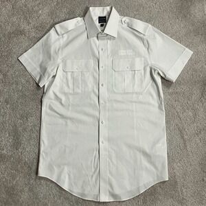 Brooks Brothers United Airlines Pilot Shirt Mens 16 Reg White Short Sleeve